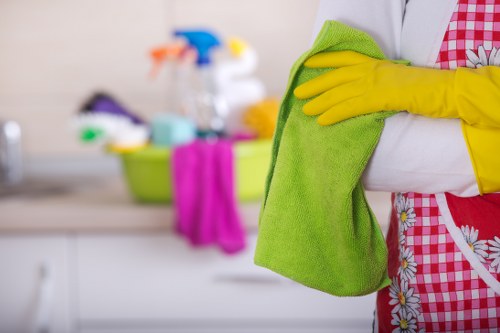 Commercial cleaning team maintaining a business workspace