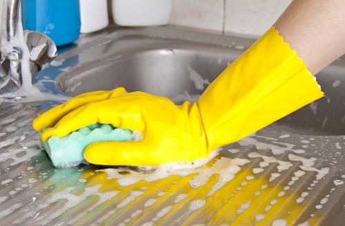 Cleaning supplies organized for home cleaning