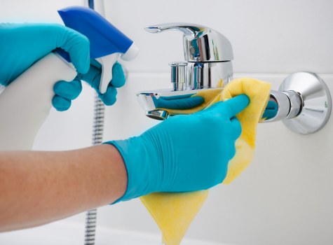 Professional house cleaning preparation in a modern home